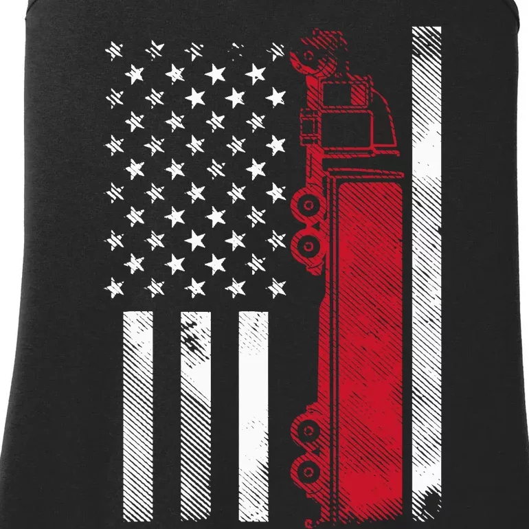 Us American Flag Semi Truck Driver 18 Wheeler Trucker Gift Ladies Essential Tank