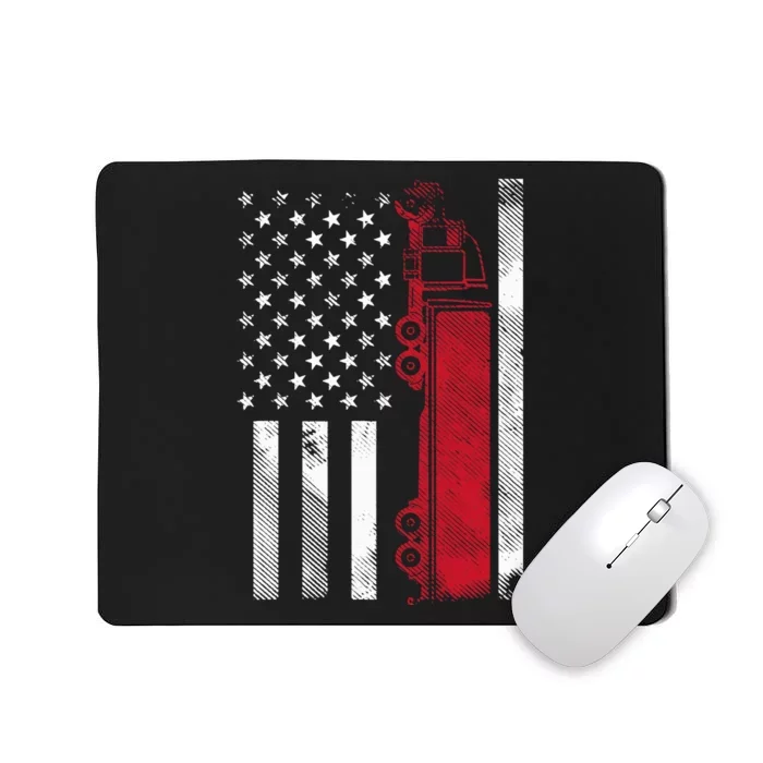 Us American Flag Semi Truck Driver 18 Wheeler Trucker Gift Mousepad