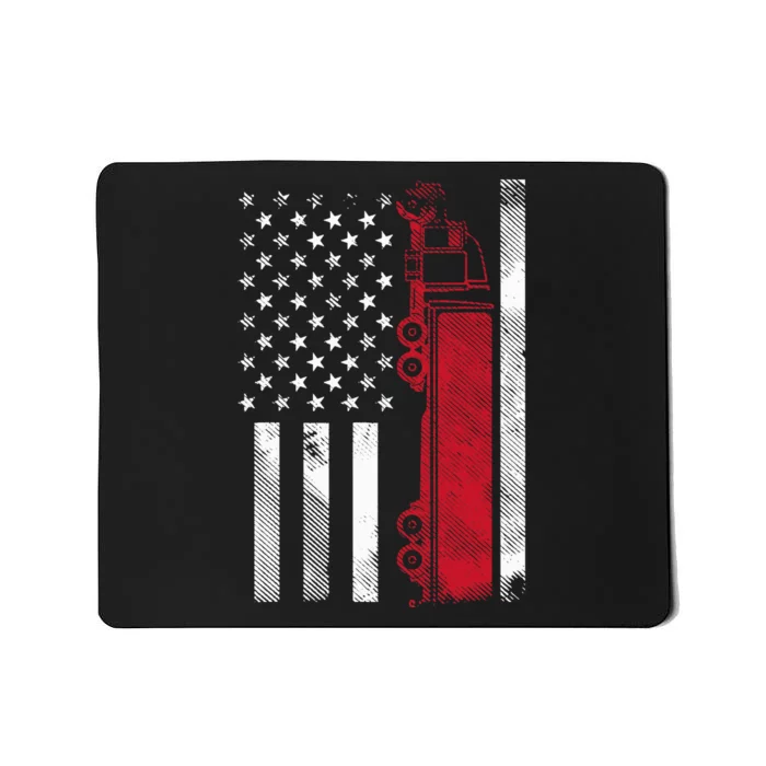 Us American Flag Semi Truck Driver 18 Wheeler Trucker Gift Mousepad