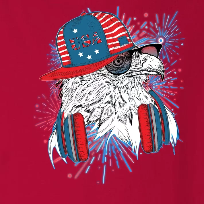 USA American Flag Fireworks Hip Hop Headphones Eagle Toddler Long Sleeve Shirt