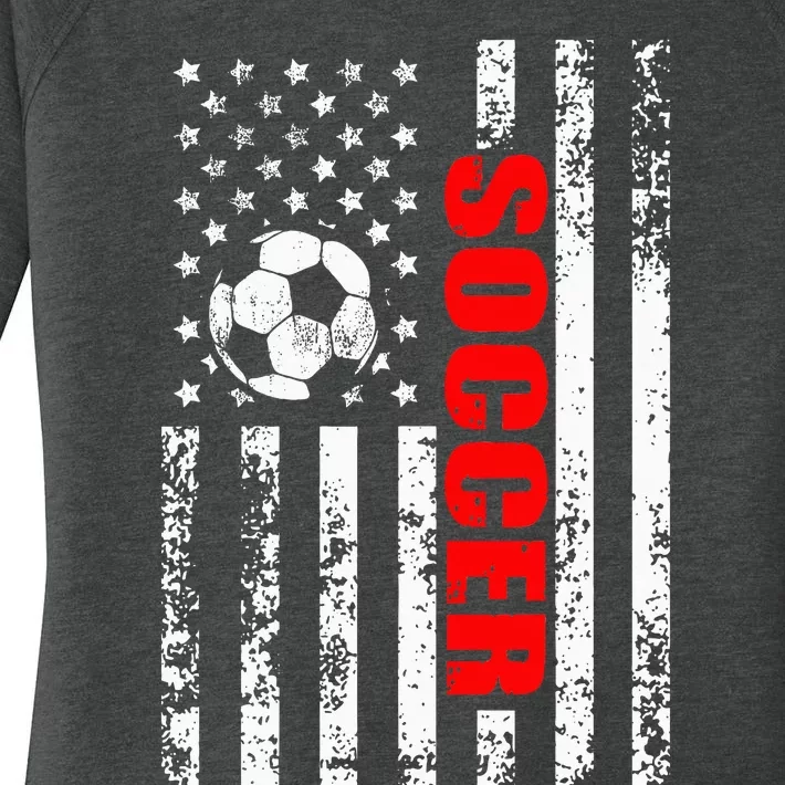 Us American Flag Soccer Patriotic Soccer Women's Perfect Tri Tunic Long Sleeve Shirt