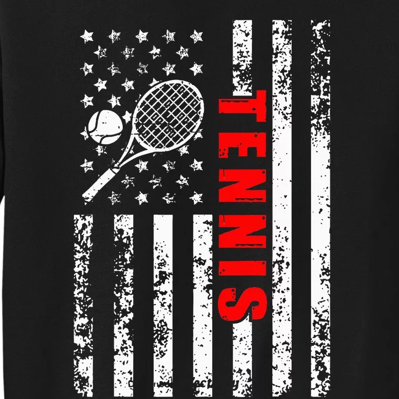 Us American Flag Tennis Patriotic Tall Sweatshirt