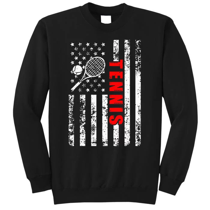 Us American Flag Tennis Patriotic Tall Sweatshirt