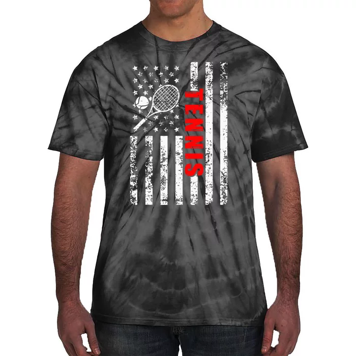 Us American Flag Tennis Patriotic Tie-Dye T-Shirt