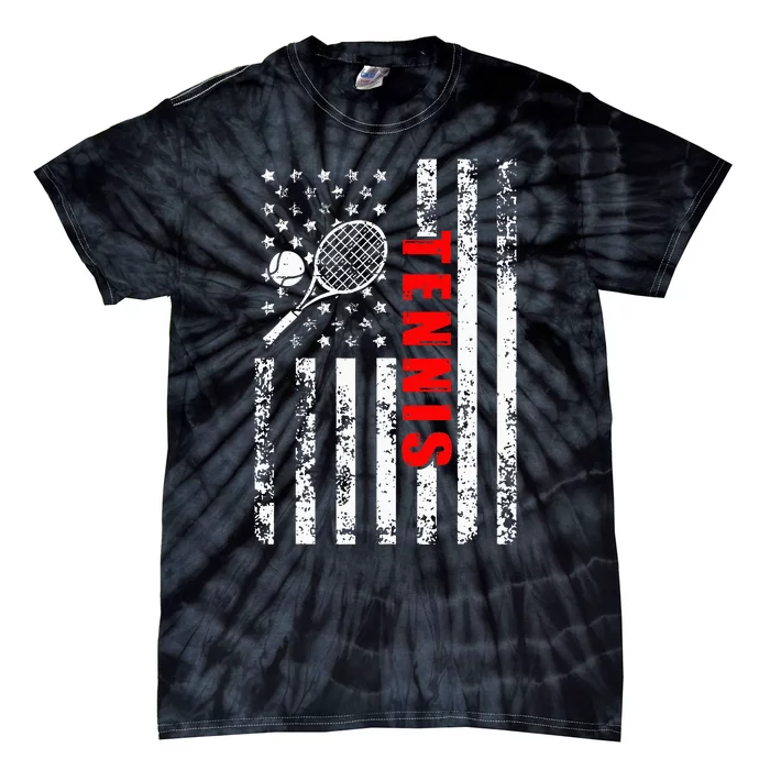 Us American Flag Tennis Patriotic Tie-Dye T-Shirt