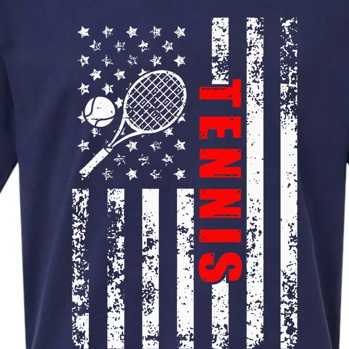 Us American Flag Tennis Patriotic Sueded Cloud Jersey T-Shirt