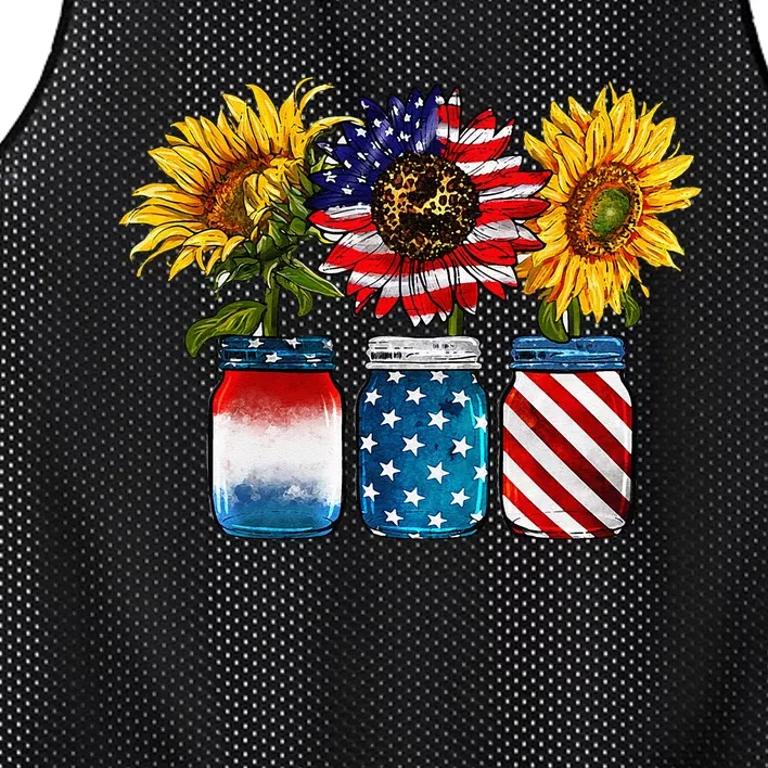 USA American Flag Sunflower Patriotic 4th Of July America Mesh Reversible Basketball Jersey Tank