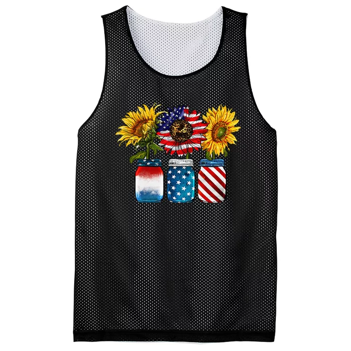 USA American Flag Sunflower Patriotic 4th Of July America Mesh Reversible Basketball Jersey Tank