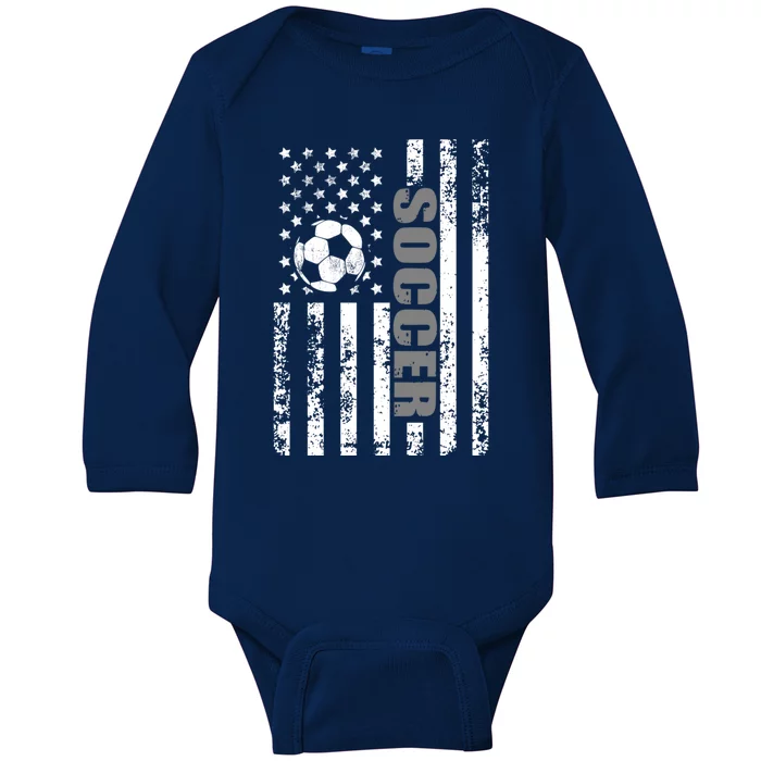 Us American Flag Soccer Patriotic Soccer Great Gift Baby Long Sleeve Bodysuit