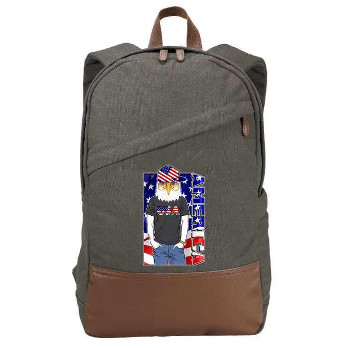 USA America Flag Hip Hop Eagle Cotton Canvas Backpack