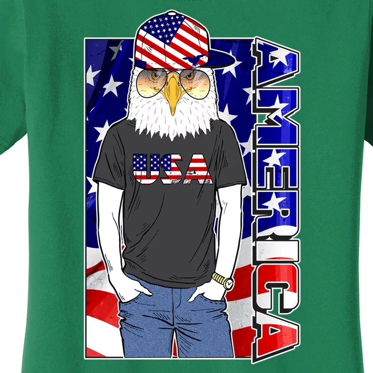 USA America Flag Hip Hop Eagle Women's T-Shirt