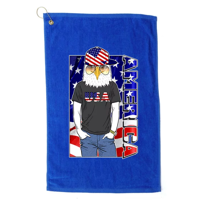 USA America Flag Hip Hop Eagle Platinum Collection Golf Towel