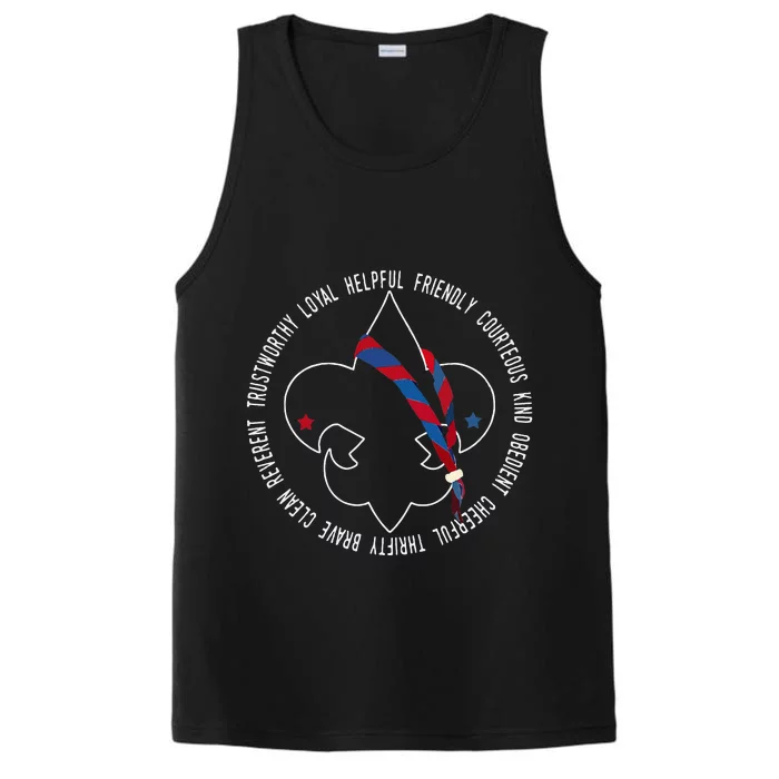 Us America Flag Scouting Law Performance Tank