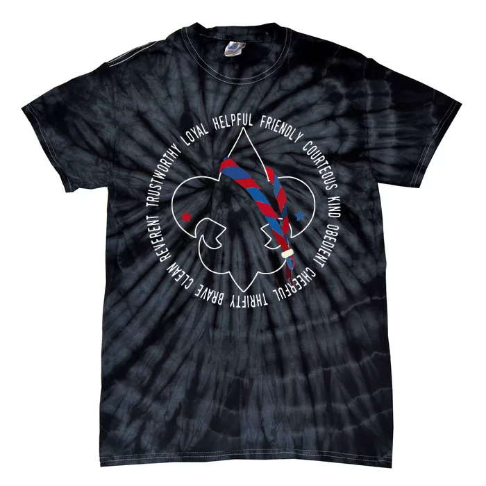 Us America Flag Scouting Law Tie-Dye T-Shirt