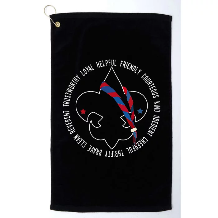 Us America Flag Scouting Law Platinum Collection Golf Towel