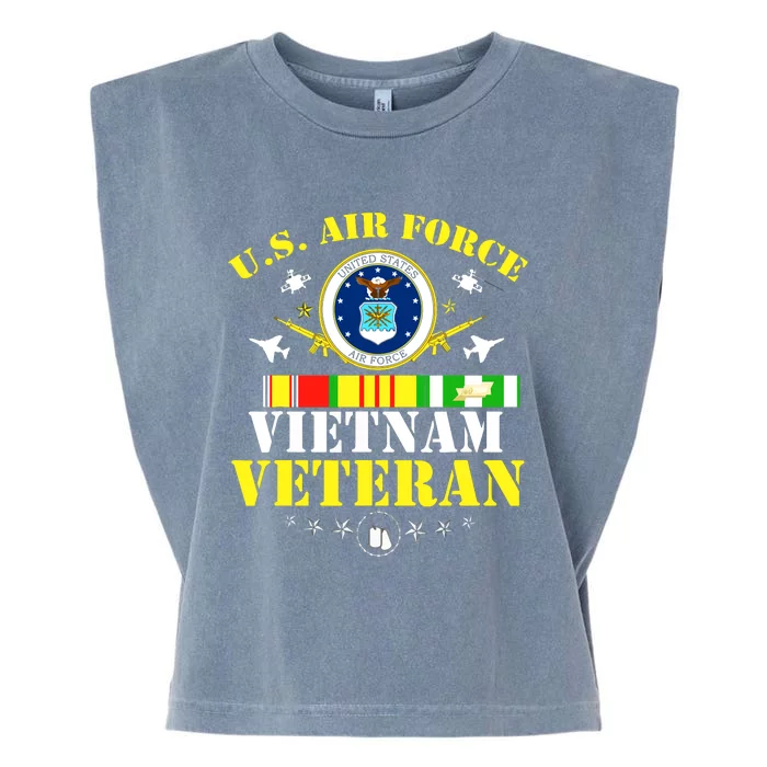 US Air Force Vietnam Veteran, USAF Veteran, USA Flag Gift Garment-Dyed Women's Muscle Tee