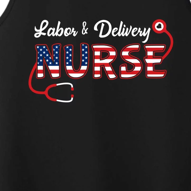 Usa American Flag Labor And Delivery Nurse Stethoscope L And D Gift Performance Tank