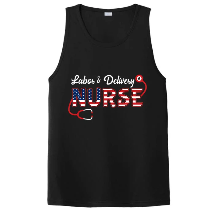 Usa American Flag Labor And Delivery Nurse Stethoscope L And D Gift Performance Tank