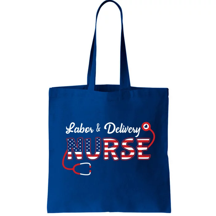 Usa American Flag Labor And Delivery Nurse Stethoscope L And D Gift Tote Bag