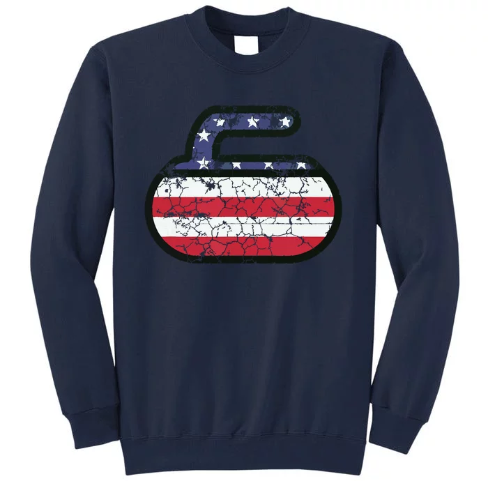 USA American Flag Curling America Vintage Men Women Gift Tall Sweatshirt