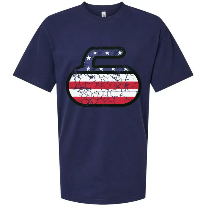 USA American Flag Curling America Vintage Men Women Gift Sueded Cloud Jersey T-Shirt