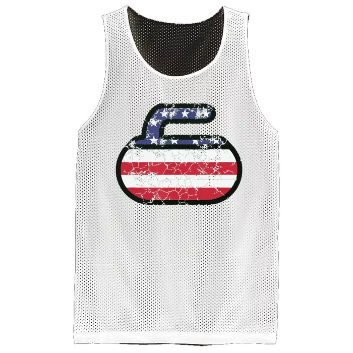 USA American Flag Curling America Vintage Men Women Gift Mesh Reversible Basketball Jersey Tank