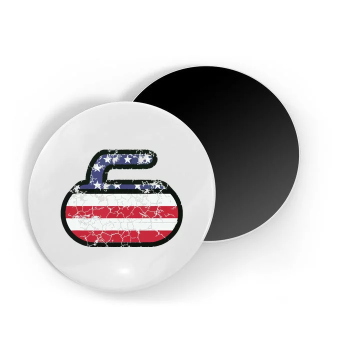 USA American Flag Curling America Vintage Men Women Gift Magnet