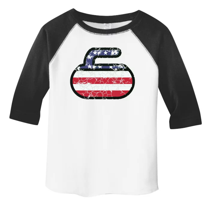 USA American Flag Curling America Vintage Men Women Gift Toddler Fine Jersey T-Shirt