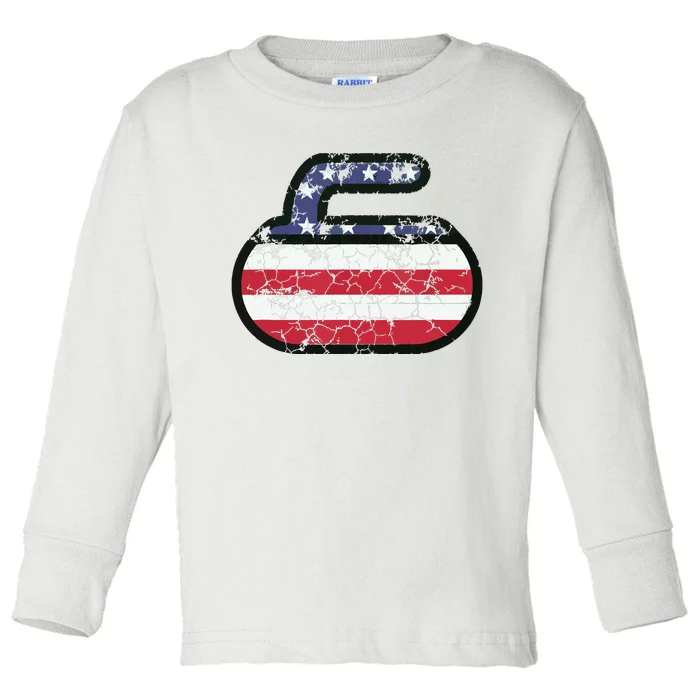 USA American Flag Curling America Vintage Men Women Gift Toddler Long Sleeve Shirt