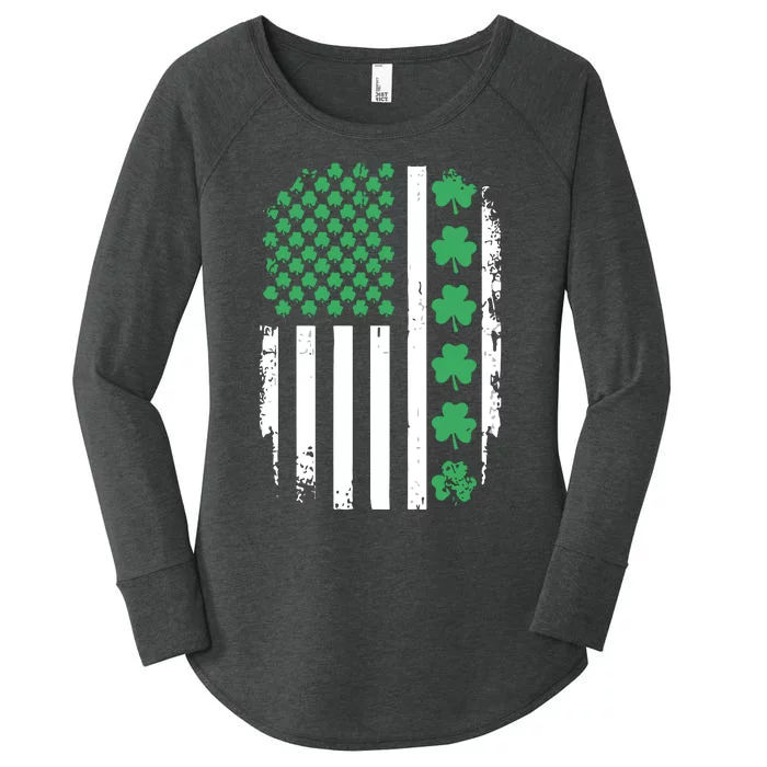 Us American Flag With Shamrocks For St Patricks Day Women's Perfect Tri Tunic Long Sleeve Shirt