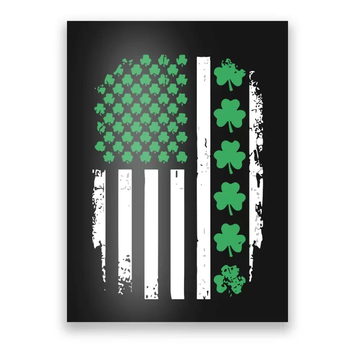 Us American Flag With Shamrocks For St Patricks Day Poster