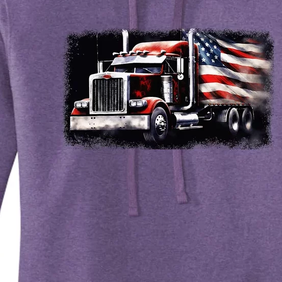 Us American Flag Semi Truck Driver Trucker Women's Pullover Hoodie