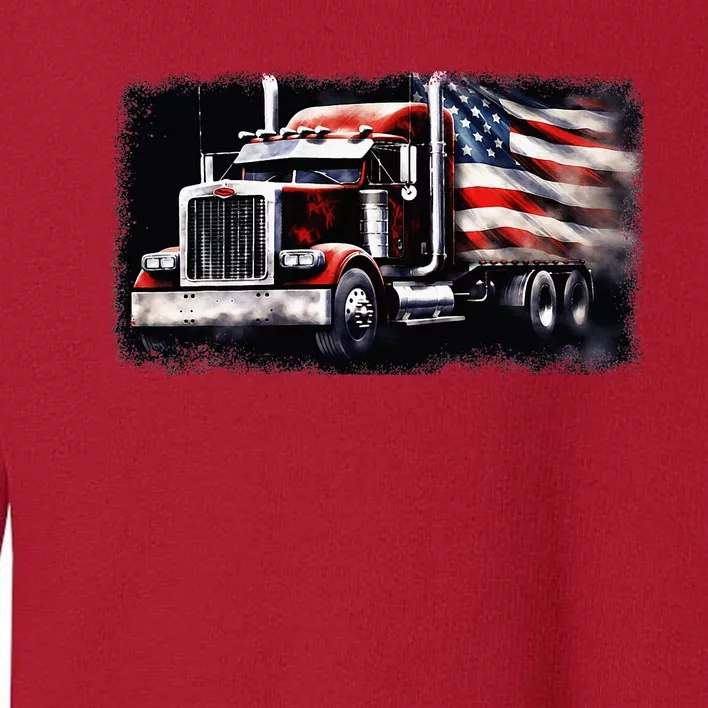 Us American Flag Semi Truck Driver Trucker Toddler Sweatshirt