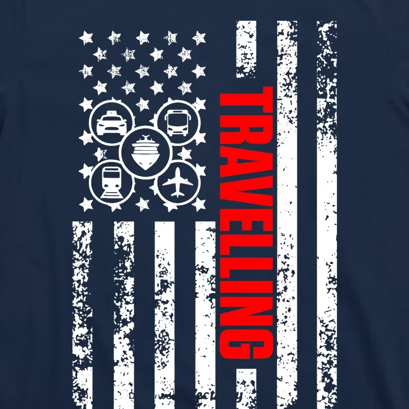 US American Flag Explore Whole World Patriotic Travelling T-Shirt