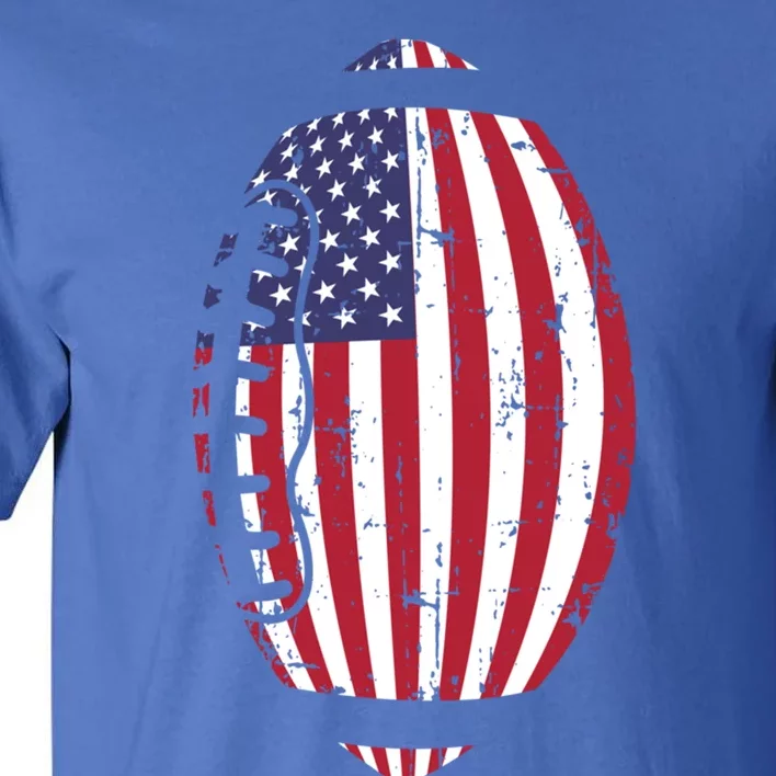 Us American Flag Football Patriotic Usa Gift Tall T-Shirt