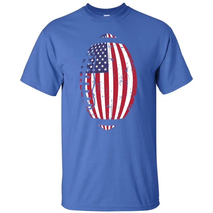 Us American Flag Football Patriotic Usa Gift Tall T-Shirt