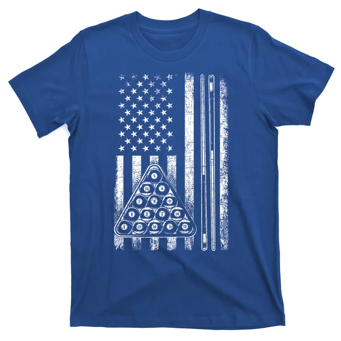 Usa American Flag Pool Player Sports Lover Billiard Game Gift Ideas For Fan T-Shirt