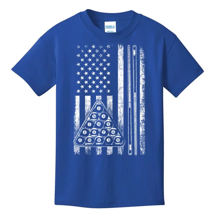 Usa American Flag Pool Player Sports Lover Billiard Game Gift Ideas For Fan Kids T-Shirt