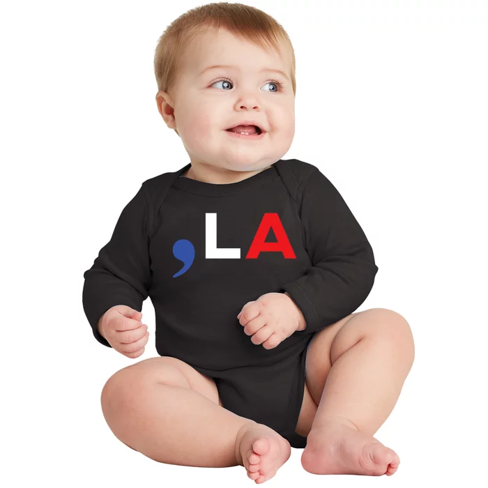 Us American Flag Comma La Baby Long Sleeve Bodysuit