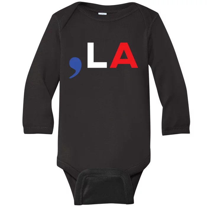 Us American Flag Comma La Baby Long Sleeve Bodysuit