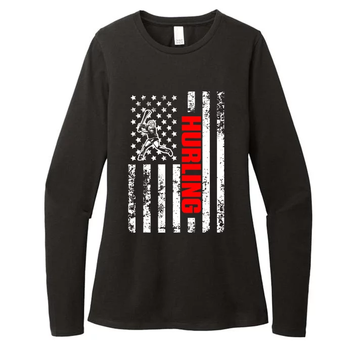 US American Flag Sports Patriotic Hurling Womens CVC Long Sleeve Shirt