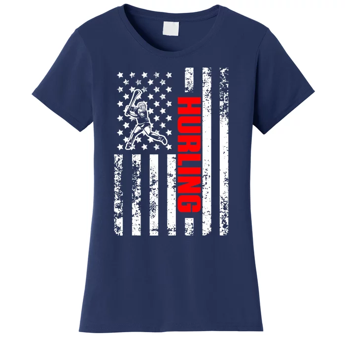 US American Flag Sports Patriotic Hurling Women's T-Shirt