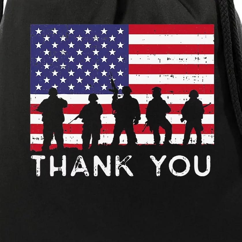 US American Flag Soldiers Thank You Memorial Day Patriotic Drawstring Bag