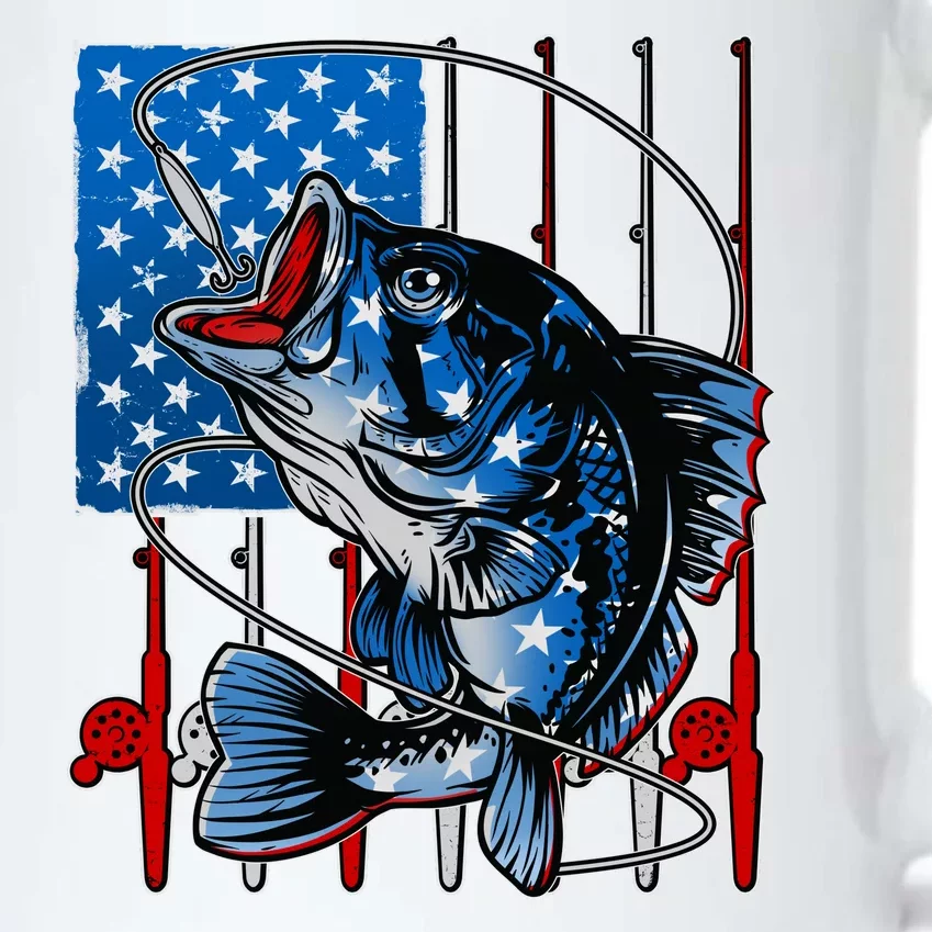 USA American Flag Bass Fishing Black Color Changing Mug