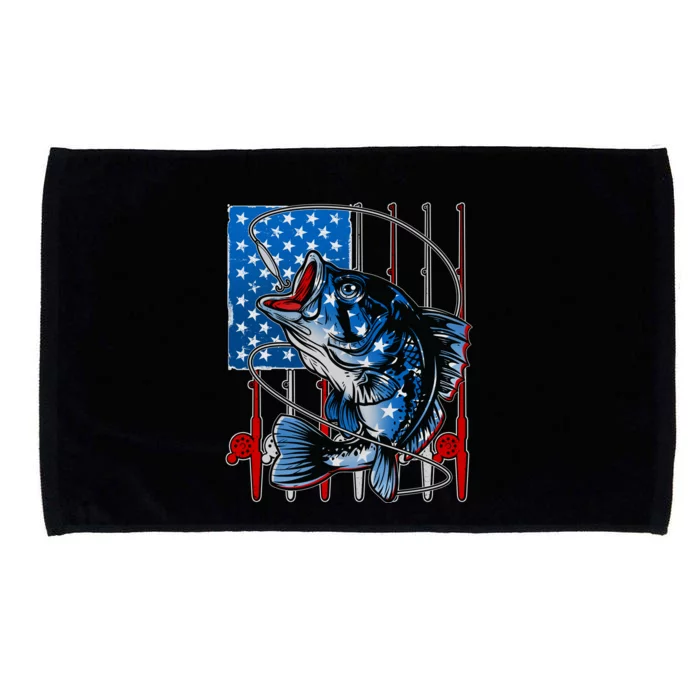 USA American Flag Bass Fishing Microfiber Hand Towel