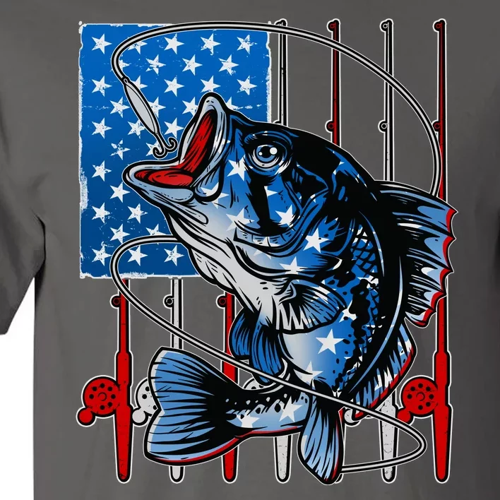 USA American Flag Bass Fishing Tall T-Shirt