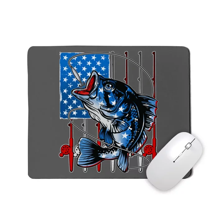 USA American Flag Bass Fishing Mousepad