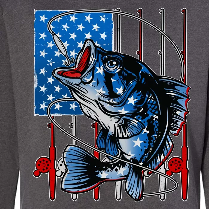 USA American Flag Bass Fishing Womens California Wash Sweatshirt