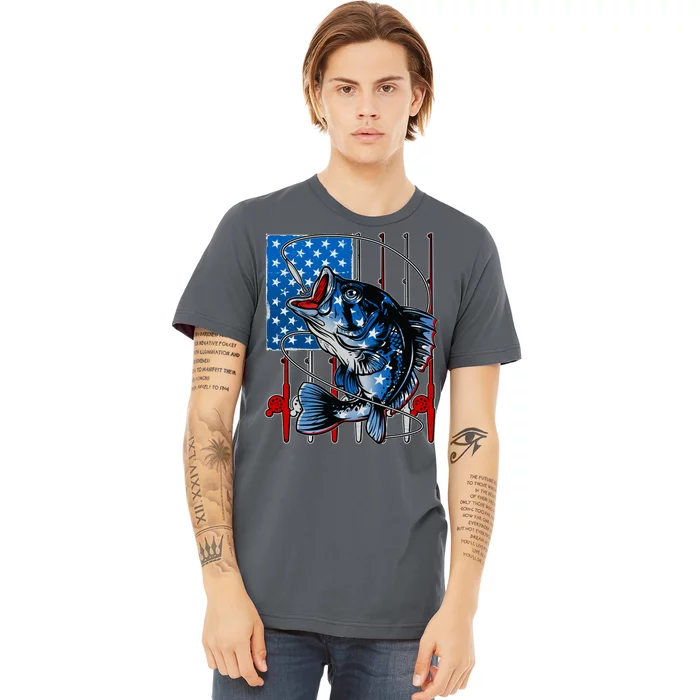 USA American Flag Bass Fishing Premium T-Shirt