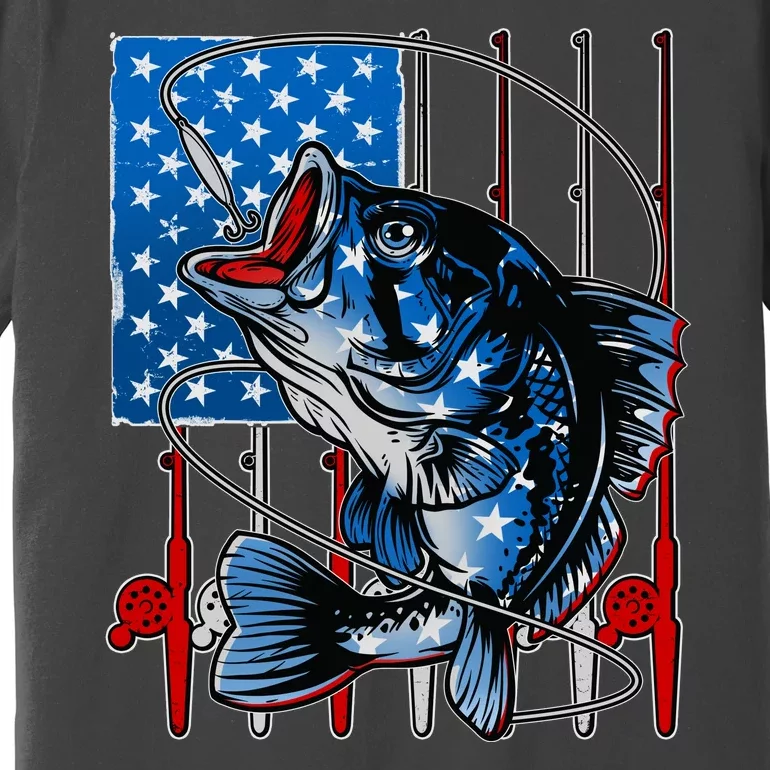 USA American Flag Bass Fishing Premium T-Shirt